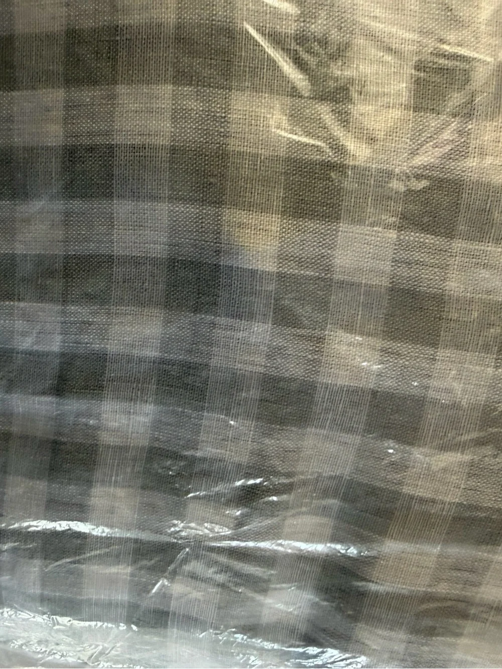 Quince European Linen Duvet Cover Set in Blue Fog Gingham Queen Size 1338